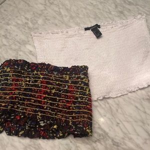 Tube tops!! White - forever 21 - floral pattern - A peace Treaty!!